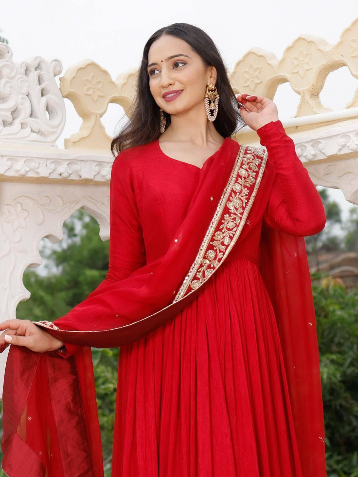 MR 004 Red Embroidered Gown